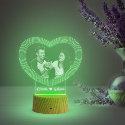 Couple night lamp with Warm White light Customized With Photo gift fir wife husbansd